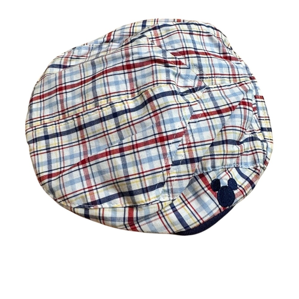 Disney Baby Newsboy Cap Kids One Size Blue Red Plaid Mickey Mouse Flat‎ Hat
